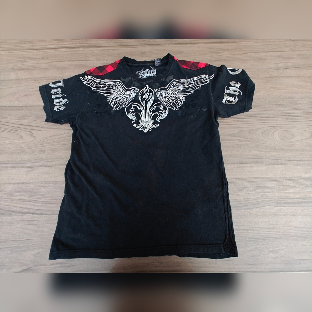 Y2K CLENCH SILVER WING EMBROIDERY BLACK T L